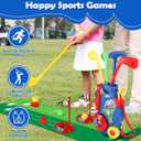 SUPER JOY Toddler Golf Set with 4 Clubs & 8 Balls (Blue+Mat)