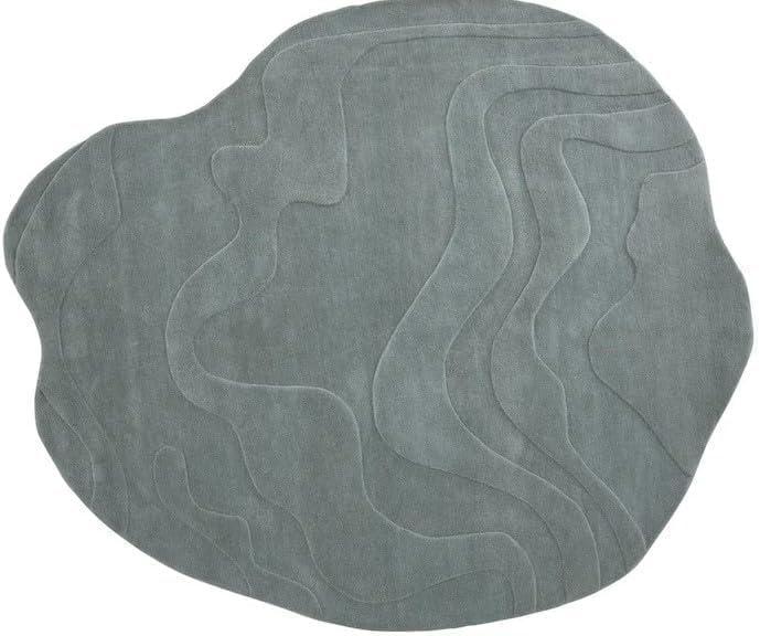 Handmade Wool Area Rug – Irregular Shape, Modern Wavy Contour, Thick and Soft 3D Textured Design, Ideal for Living Room, Bedroom & Home Decor (Light Blue, 5' x 8')