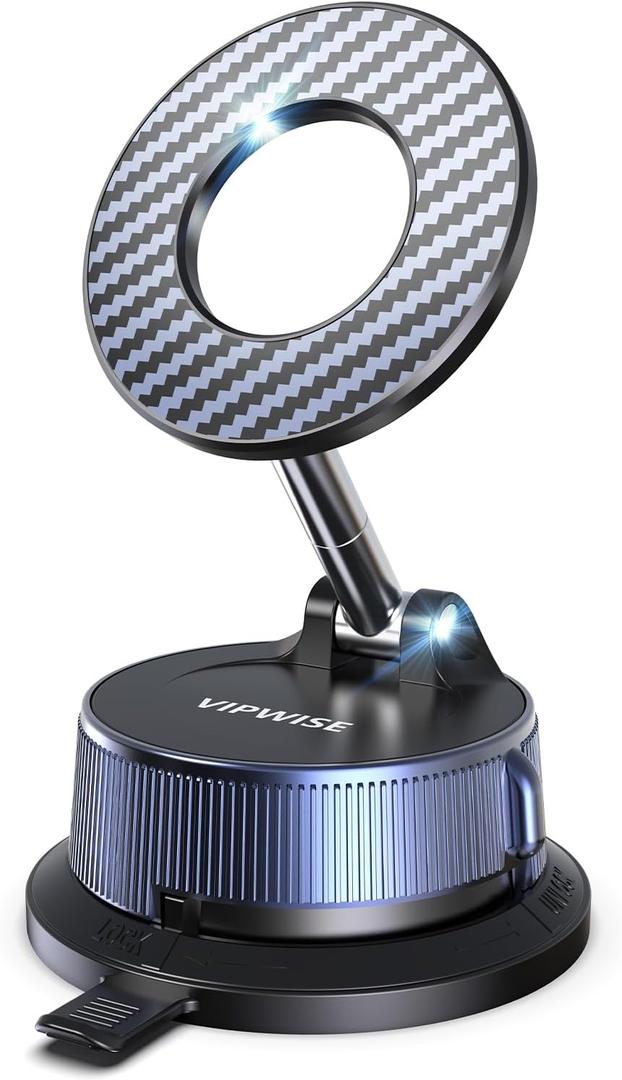 Magnetic Phone Holders for Your Car [89+LBS Suction & 3200gf Magnetic] 360 Adjustable Magsafe Car Phone Mount, Vacuum Suction Cup Car Mount for iPhone 17 Pro Max 16 15 14 13 12 Air Plus (Black-blue)