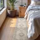 Lahome Oriental Hallway Runner Rug Non Slip, 2.5x8 Kitchen Washable Runner Soft Hallway Rug, Traditional Ultra-Thin Carpet for Bathroom Entryway Laundry Room Eleanor, Grey/Brown