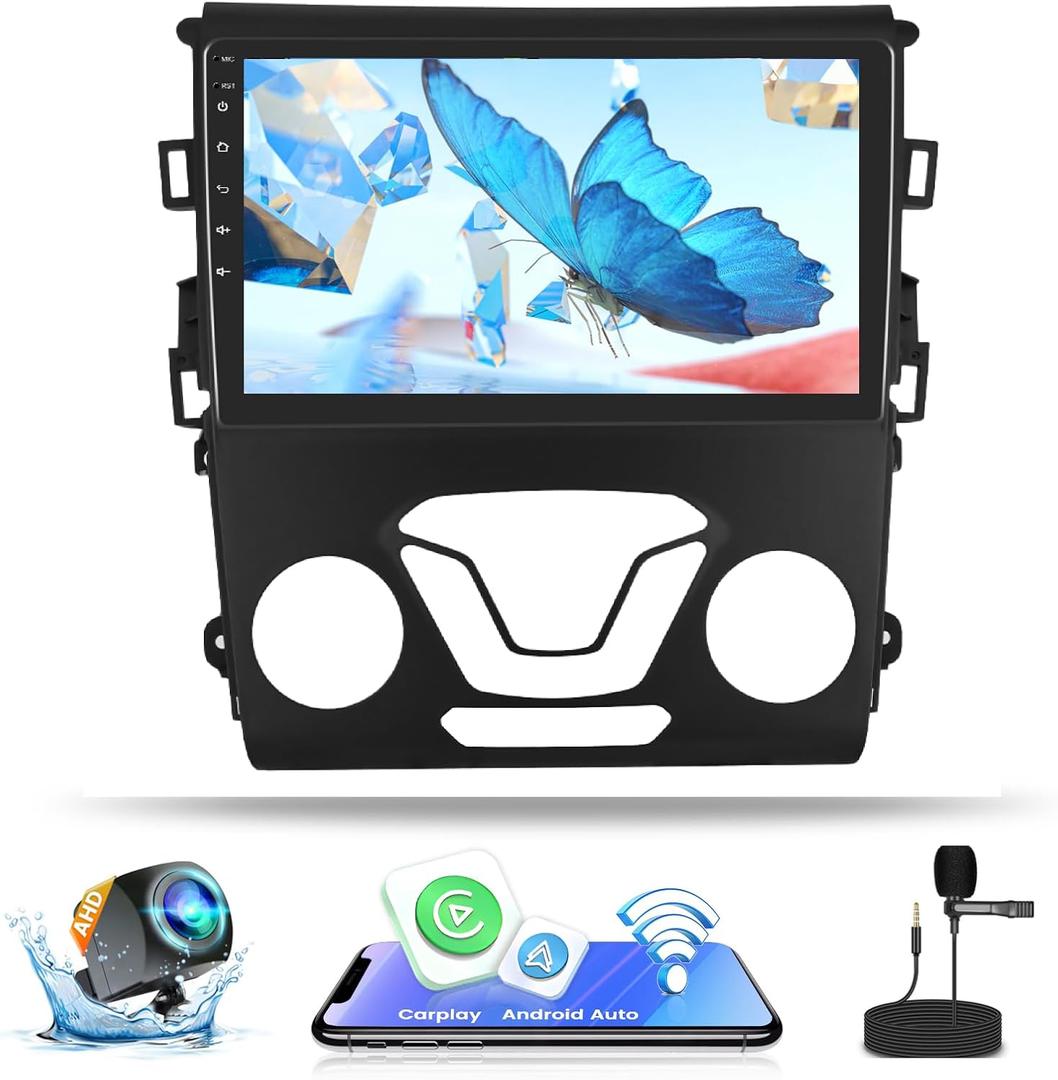 2+64G Android Radio for Ford Fusion Mondeo 2013-2019 with Wireless CarPlay Android Auto, Roinvou 9" Touchscreen for Fusion 5G WiFi Bluetooth GPS Navigation FM RDS + Backup Camera