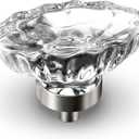 VEHCIL 8 Pack Crystal Dresser Knobs, Single Hole Brushed Nickel Cabinet Knobs,Crystal Handles for Drawers Hardware for Kitchen Cupboard Bathroom, Oval Flower Design