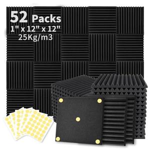 Focusound 32 Pack Acoustic Foam Panels 1" x 12" x 12" Sound Proof Foam Panles Soundproofing Noise Cancelling Wedge Panels for Home Office Recoding Studio with 300PCS Double-Side Adhesive Focusound 32 Pack Acoustic Foam Panels 1" x 12" x 12" Sound Proof Foam Panles Soundproofing Noise Cancelling Wedge Panels for Home Office Recoding Studio with 300PCS Double-Side Adhesive