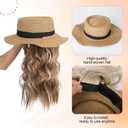 LONAI Hat Wig for Women, Detachable Hat with Long Wavy Synthetic Hair, Hat with Hair Attached for Women, Removable Wig with Hat, Summer Beach Hat Wigs for Women-Deep Blonde with Highlight
