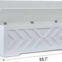 55.1” Storage Bench, Extra Large Entryway Bench with Storage,Storage Chest with 2 Safety Hinges,Blanket Storage,Shoe Storage Chest for Bedroom,Living Room,Easy Assembly. (White), 55.1" L × 15.7" W × 19.1" H