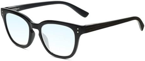 Calabria R860 Blue Light Blocking Progressive Reading Glasses Multifocal Progressive Readers Multi Focus Eyeglasses Cheater (Gloss Black Gold Stripes Frosted Crystal)