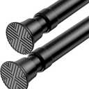 Tension Rods 2Pack Black Tension Rods 23-48Inch Small Curtain Rods for Windows Adjustable Curtain Rods Spring Rod Tension rods for Doorway,Closet,Windows