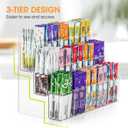AIEVE Drink Packet Organizer with 15 Compartments, Water Packet Organizer for Water Flavor Drink Mix, Easy Assembly Acrylic Sugar Packets Holder for Cabinet Kitchen Storage Organization