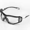 Koziface S30 Safety Glasses for Men and Women Adjustable Elastic Headband Strap and Arms 2 Ways to wear Stylish Black White Work Protective Anti Fog No Slip ANSI Z87.1 Rated Goggles for Indoor/Outdoor