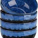 vancasso Starry 24oz Bowls for Soup, Ceramic Soup Bowls Set of 4, Blue Cereal Bowls Set for Kitchen, Salad Bowls Set, Pasta Oatmeal Bowls, Lead-free, Dishwasher & Microwave Oven Safe, Blue (5.8 Inch)