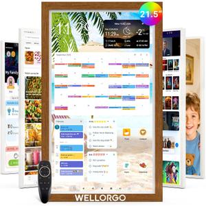 Digital Calendar Touch Screen, 21.5-inch Electronic Calendar for Wall, Smart Digital Planner with Kids' Chores Chart/Meal Plan/Streaming Services/Photo Display, Remote Control Supported