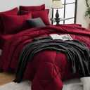HEVUMYI Red Full Comforter Set - 7-Piece All Season Bed in a Bag Full, Ultra Soft Bedding Set with Comforter, Flat Sheet, Fitted Sheet, Pillowcases, Pillow Shams