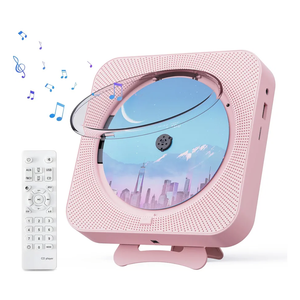 Portable CD Player with Bluetooth Desktop CD Player for Home CD Music Players with Remote Control, Timer, Built-in Dual Speakers with LED Display Home Audio Boombox FM Radio (Pink)