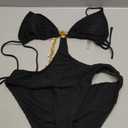 OYOANGLE Women's Chain Linked Cut Out Halter One Piece Swimsuit Tummy Control Bathing Suit, Size Large