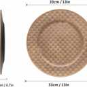 Antique Gold Charger Plates with Basketweave Texture, Set of 6, Faux Woven Plastic Service Plates for Rustic Wedding & Farmhouse Table Decor, 13 Inch (634)