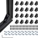 20 Sets Black 2020 Series Aluminum Extrusion Corner Bracket Kit, Includes 20pcs Right Angle Connectors, 40pcs M5 T Slot Nuts and Screws for 20 Series V-Slot Aluminum Profile Accessories