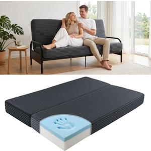 HOMBYS 8 Inch Memory Foam Futon Mattress Full Size, Split Foldable Futons Sofa Couch Bed Floor Mattress, Convertible Sofa Bed Mattress Fits Most Daybed and Futon Frames, 75" x 54"(Frame Not Included), 75inx54inx8in