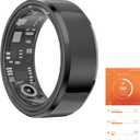 Fitness Tracker Smart Ring,Step Counter,Heart Rate Blood Oxygen Sleep Tracker Health Ring, 5ATM Waterproof Long Battery Life Smart Rings Compatible with iOS & Android (Black, US 7)