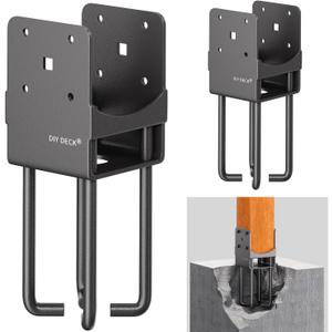 Heavy Duty Stainless Steels U-Shape Wet Concrete Fence Post Holder 4"x4" (Actual 3.5 "x3.5) Base Anchor Bracket with Air Flow Channel for Post Base, Fences, Wood Pergola, 2Pack [Patent Pending]