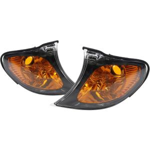2PCS Turn Signal Corner Light Lamp Compatible with E46 3 Series 325i 325Xi 330i 330Xi 2002-2005 Signal Marker Light Amber Lens Left Right Front Parking Light Housing 63137165859 63137165860
