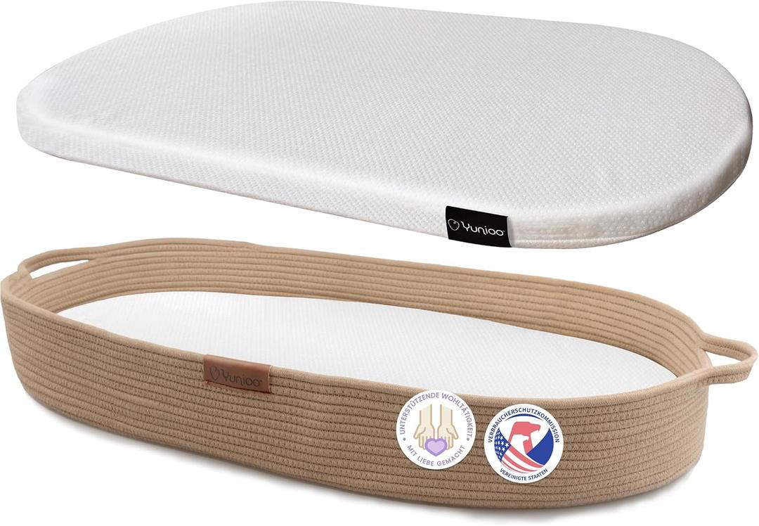 Baby Changing Basket, Portable Diaper Changing Pad, Moses Basket for Newborns, Changing Table Topper for Baby Nursery, Waterproof Travel Pad Cover (Brown)