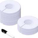 Vantasii 30 Pack White Round Clothing Size Closet Rack Dividers Hangers with 1 Bonus Marker (Outer 3.5, Inner 1.38 in Diameter)