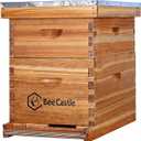 BeeCastle 8 Frame Langstroth Bee Hive Coated with 100% Beeswax Includes Beehive Frames and Waxed Foundations (1 Deep Box & 1 Medium Box)