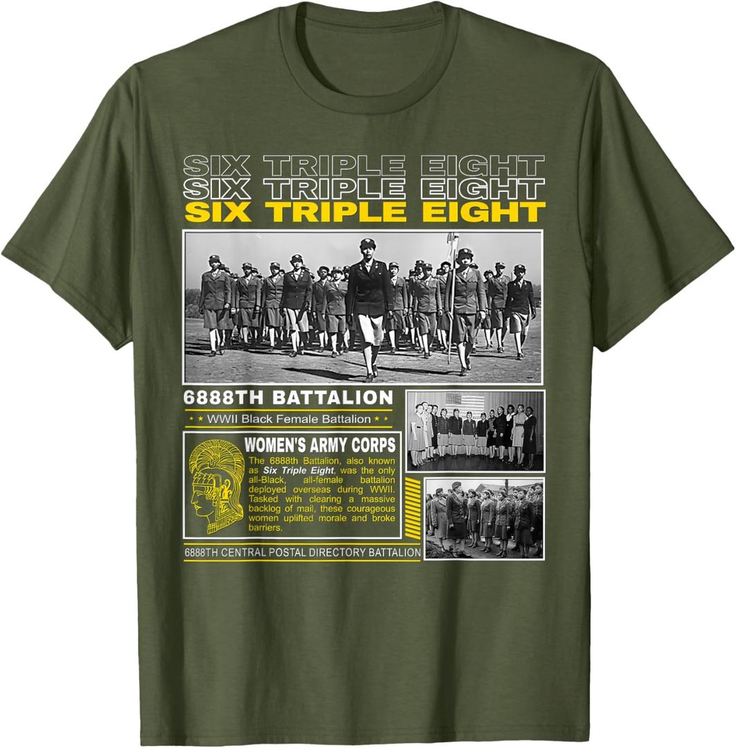Black Female Heroes of 6888th Battalion WWII T-Shirt, Size L