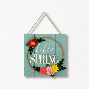 Hello Spring Sign Welcome Spring Decorations Wreath Spring Door Signs Wooden Hanging Floral Porch Decor Hanger Farmhouse Flower Wall Plaque for Home Front Door