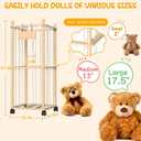 Stuffed Animal Storage Organizer, Wooden Plushies Toy Zoo Holder with Wheels, Large Capacity Storage Tower for Toys, Mobile Toy Holder Cage for Kids Playroom, Nursery, Toddler Room, 2 Tier, Wooden