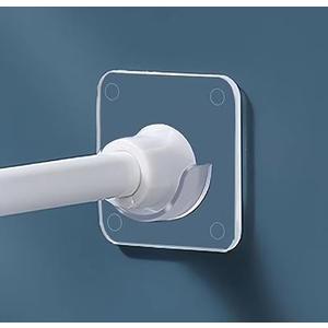 LADYMOON Adhesive Shower Curtain Rod Holder 4 Pack,Transparent Tension Bracket,No Drilling(Not Included Rod)（Only For Rods Less Than 1 Inch in Diameter at Both Ends）