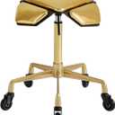 Stool Chair with Ultra-Quiet Wheels, Rolling Salon Stool with Adjustable Height, 360 Degree Swivel Ergonomic Chair for Hair Stylist, Clinic, Massage, Office, Home (Gold)