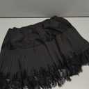 LOMON Women Y2k Mini Slip Skirt with Lace Trim Pleated Ruffle Short Skirts Flowy Club Night Skort Underskirt XL (Black)