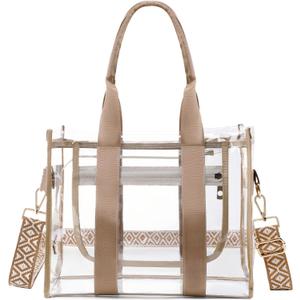 Getgto Clear Bags for Women Tote Bag, Crossbody Bag, Stadium Approved Clear Purse for Sports Events, Concert, Work & Beach
