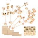 Zhanmai 2 Sets/120 Pcs Wooden Building Blocks Toys Kids Educational Natural Wood Toys Learning Wooden Blocks Different Sized Toy Building Sets for Boys Girls