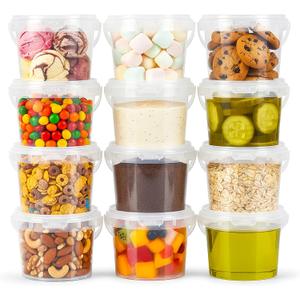 ASEVAT 12PACK, Plastic Storage Containers With Lids Kitchen, Food Storage Containers, Microwave Safe Bowls With Lids, Freezer Safe Containers, Slime, Soup (10 oz/300 ml)