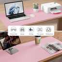 Aothia Faux Leather Desk Mat Large Mouse Pad, Non-Slip PU Leather Blotter, Waterproof Writing Surface for Office and Home (Fairy Pink, 47.2" x 23.6")