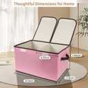 Foldable Fabric Storage Box, 16.5 x 11.8 x 9.8 inches (L x W x H), with Double-Lid & Dividers, Large Organizer for Home, Closet, Office(Pink)