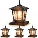 JOFIOS Solar Post Lights 4pack, 3-Color Temperature Dusk to Dawn Solar Lamp Post Light, Black IP65 Waterproof Outdoor Decorative Lamp for 4x4/5x5 Wood/Vinyl Posts, Garden Yard Deck Fence