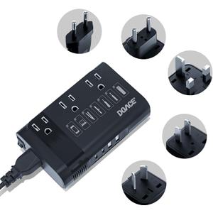 DOACE 350W Voltage Converter US to Europe - 220V to 110V Converter for European Travel with 4 QC+PD Chargers for Using U.S. Devices Abroad - Hair Straightener Shaver Toothbrush Laptop Camera Phone (Black)