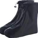 Rain Boot Waterproof Shoes Covers, Sand Control Non-Slip Shoe Cover Galoshes, PVC Rubber Sole Reusable Rain Snow Boots Overshoes for Cycling Outdoor Camping Fishing Garden (XXL, Black)