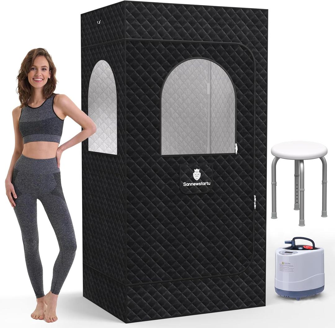 Large Space Steam Sauna with Shower Chair, Heavy Oxford Cotton Steam Sauna, Full Body Sauna for Home, FCC Certified 4L & 1600W Steam Generator, 16 Levels, Remote Control, 72"x 37"x 29"