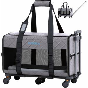 Pet Carrier Airline Approved - Dog Carrier with Wheels - TSA Airline Approved Dog Carrier - Rolling Pet Carrier with Wheels for Small to Medium Size Cat or Dog - Airplane Cabin Animal