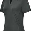MIER Women's Golf Polo Shirts, V Neck UPF 50+ Dry Fit Tennis Tops | Quick Dry Stretch, Soft Comfortable, Princess Line Curvy Hem, Ribbed Collar for Pickleball Athletic Casual, Machine Washable (S)