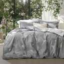 Bedsure Duvet Cover King Size - Reversible Floral Duvet Cover Set with Zipper Closure, 3 Pieces Grey Bedding Set with 8 Corner Ties and 2 Pillowcases 20"x36"