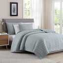 BOURINA Quilt Set Coverlet Set Quilting Bedspread 3-Piece Quilt Set Microfiber Lightweight, Queen 90" x 92" Aqua