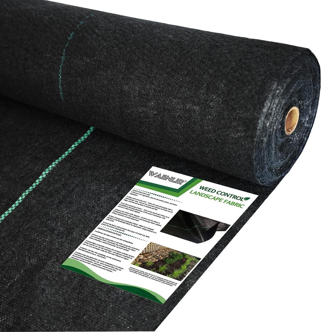 WAENLIR 5oz 5ft x250ft Heavy Duty Weed Barrier Landscape Fabric, Sturdy Weed Blocker Cover, Outdoor Gardening Weed Control Mat