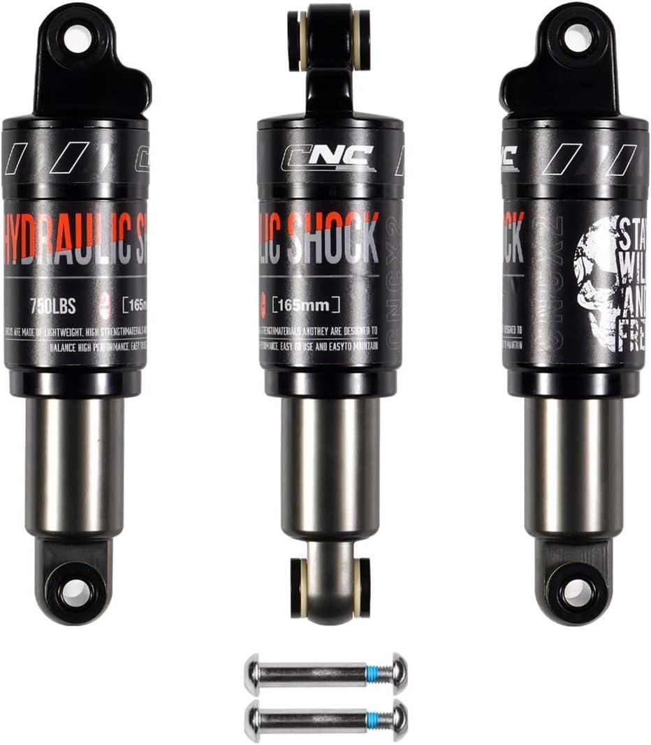 CNCLOL Mountain Bike Rear Shock 120mm/125mm/150mm/165mm/185mm/190mm/200mm,Bicycle Shock Absorber- Hydraulic Rear Suspension Shock for Mtb/Mtn/ebike/Dmn. (165mm x 750lbs)