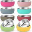 8 Pack SUS304 Stainless Steel Child Bowl 5 with Non-Slip Silicone Shell,Unbreakable,Mess Free Feeding for Babies,Toddlers,Kids,BPA free,Multi-color