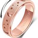 OreilleStar Anxiety Spinner Ring for Women: Fidget Toys for Adults, Titanium Stainless Steel Thumb Ring for Men, Moon Star Rose Gold (9)